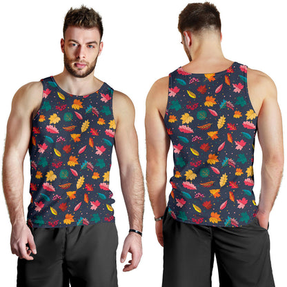 Elm Leave Colorful Print Pattern Men Tank Top