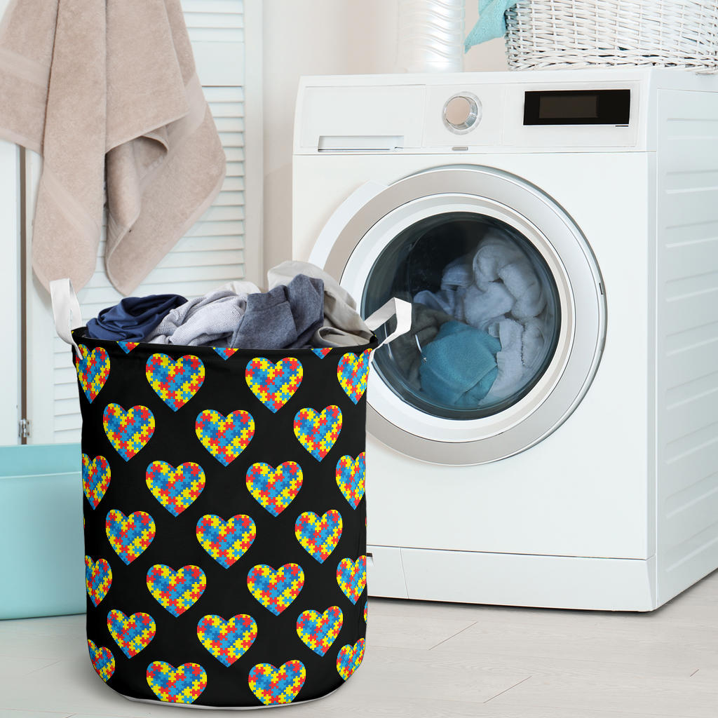 Autism Awareness Heart Design Print Laundry Basket