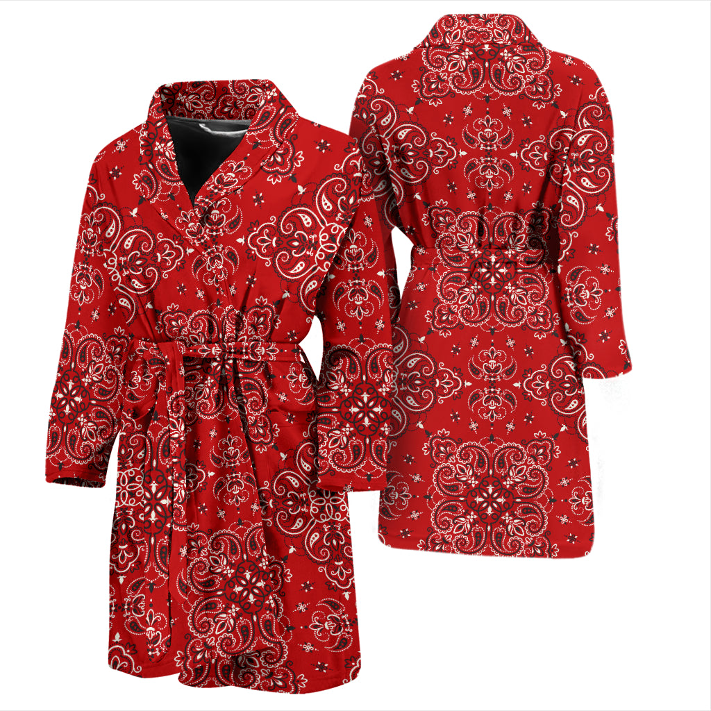 Bandana Red Pattern Print Design LKS3010 Men Bathrobe