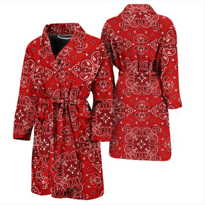 Bandana Red Pattern Print Design LKS3010 Men Bathrobe