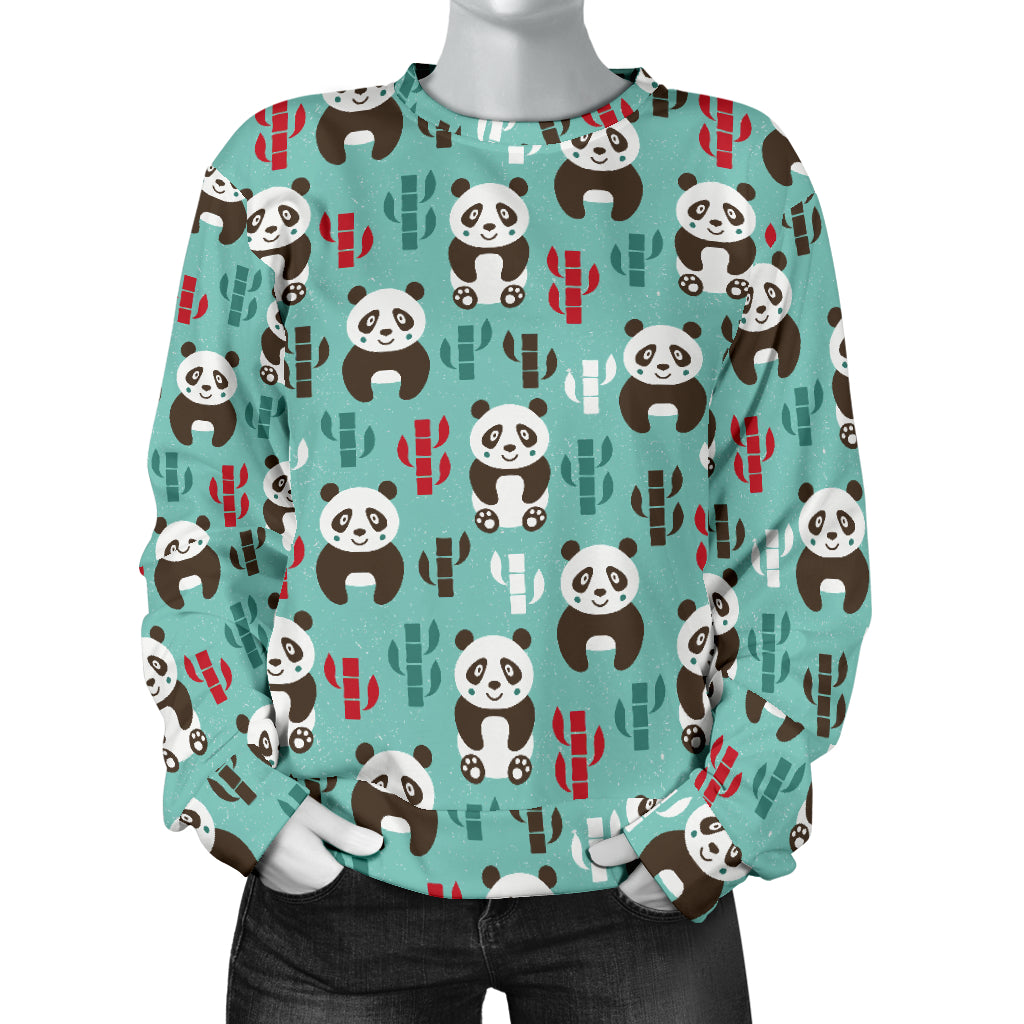 Panda Bear Cute Themed Print Women Long Sleeve Sweatshirt