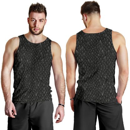 Snake Skin Black Print Men Tank Top