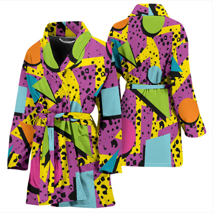 80s Pattern Print Design 1 Women Bathrobe