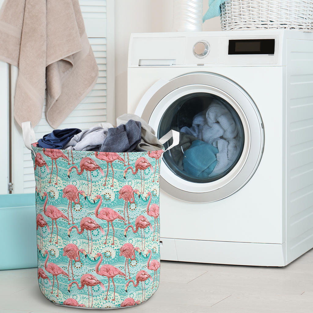 Flamingo Background Themed Print Laundry Basket