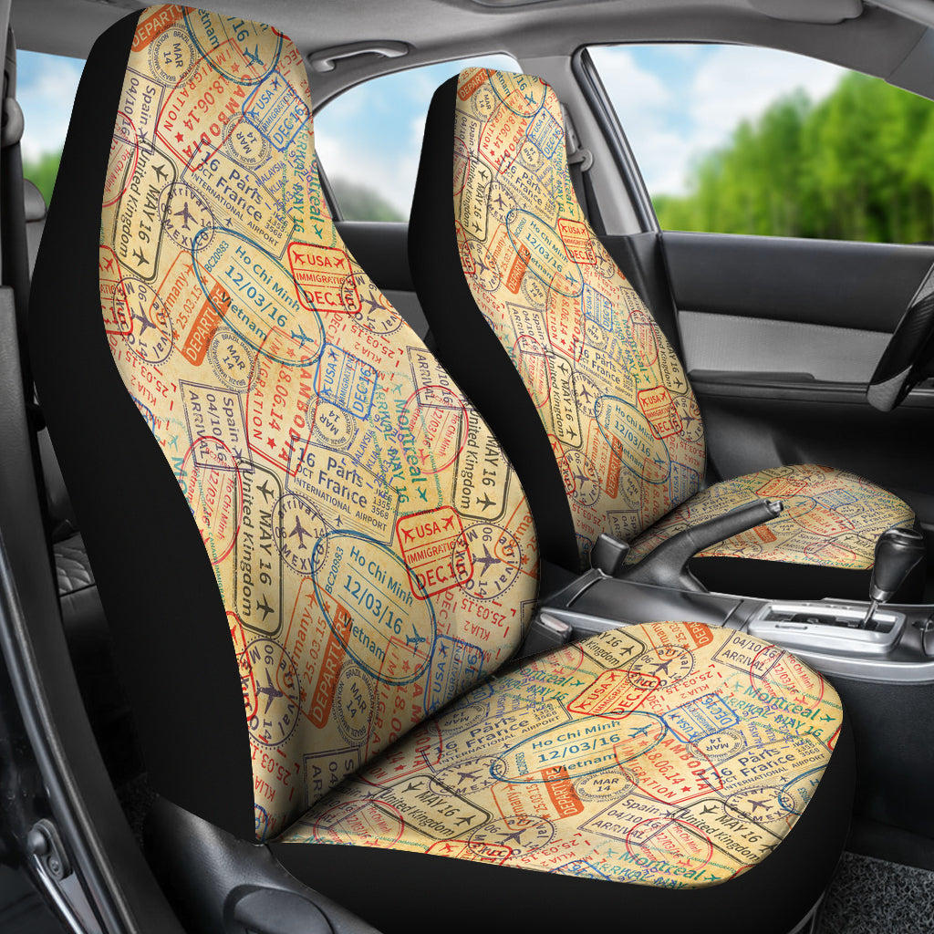 Travel Stamp Print Design LKS302 Car Seat Covers