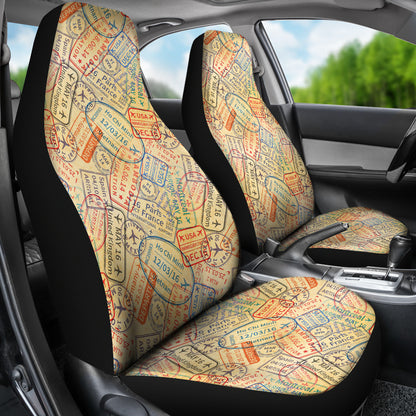 Travel Stamp Print Design LKS302 Car Seat Covers