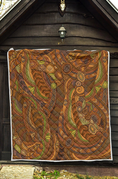 Maori Ornament Design Print Quilt Bedspread