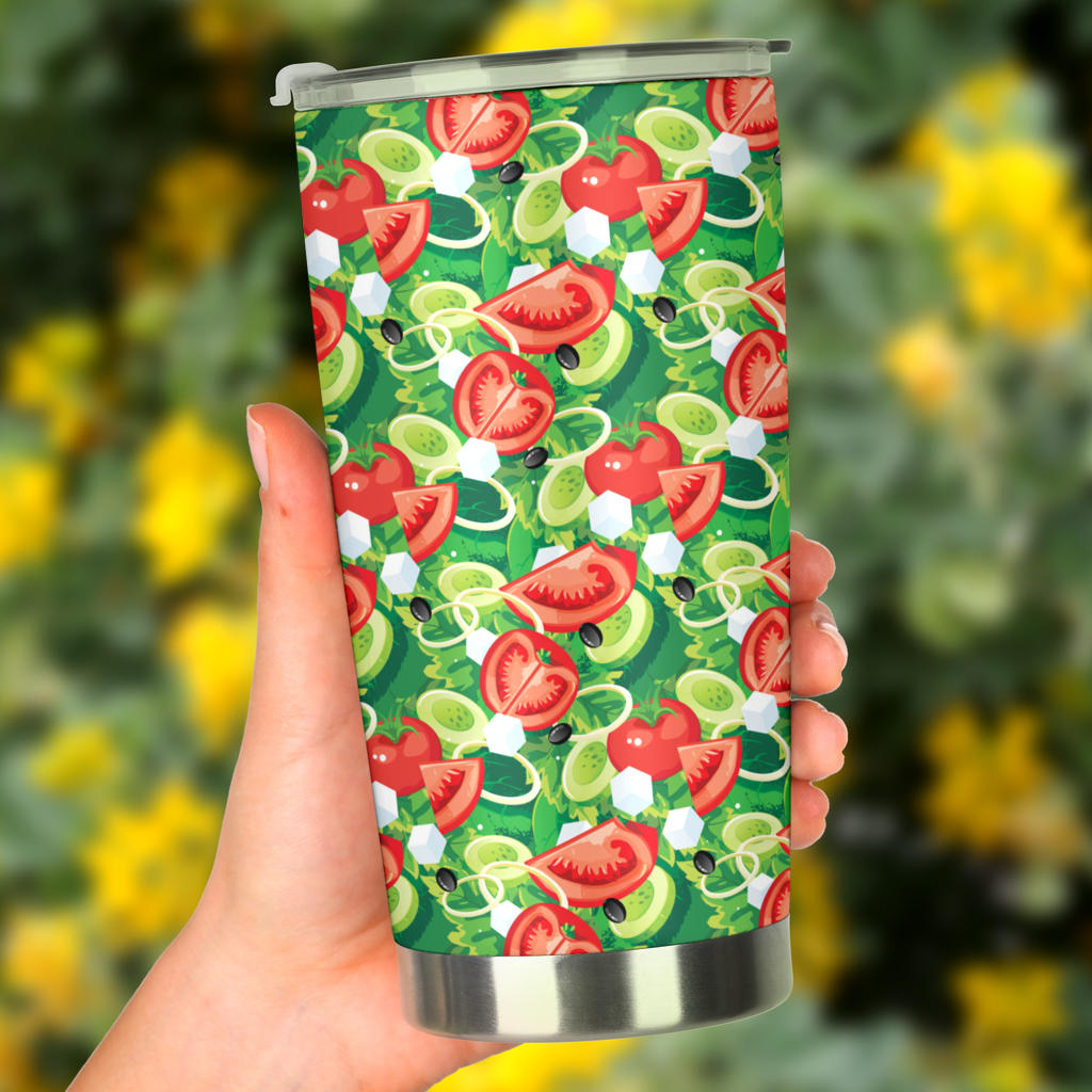 Vegan Salad Themed Design Print Tumbler