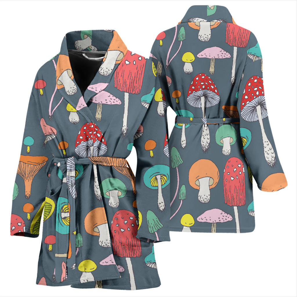 Mushroom Pattern Print Design A03 Women Bathrobe