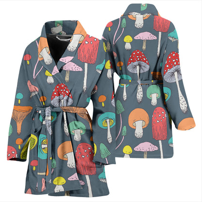 Mushroom Pattern Print Design A03 Women Bathrobe