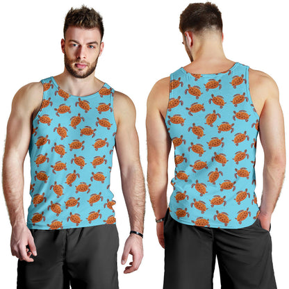 Brow Sea Turtle Print Pattern Men Tank Top