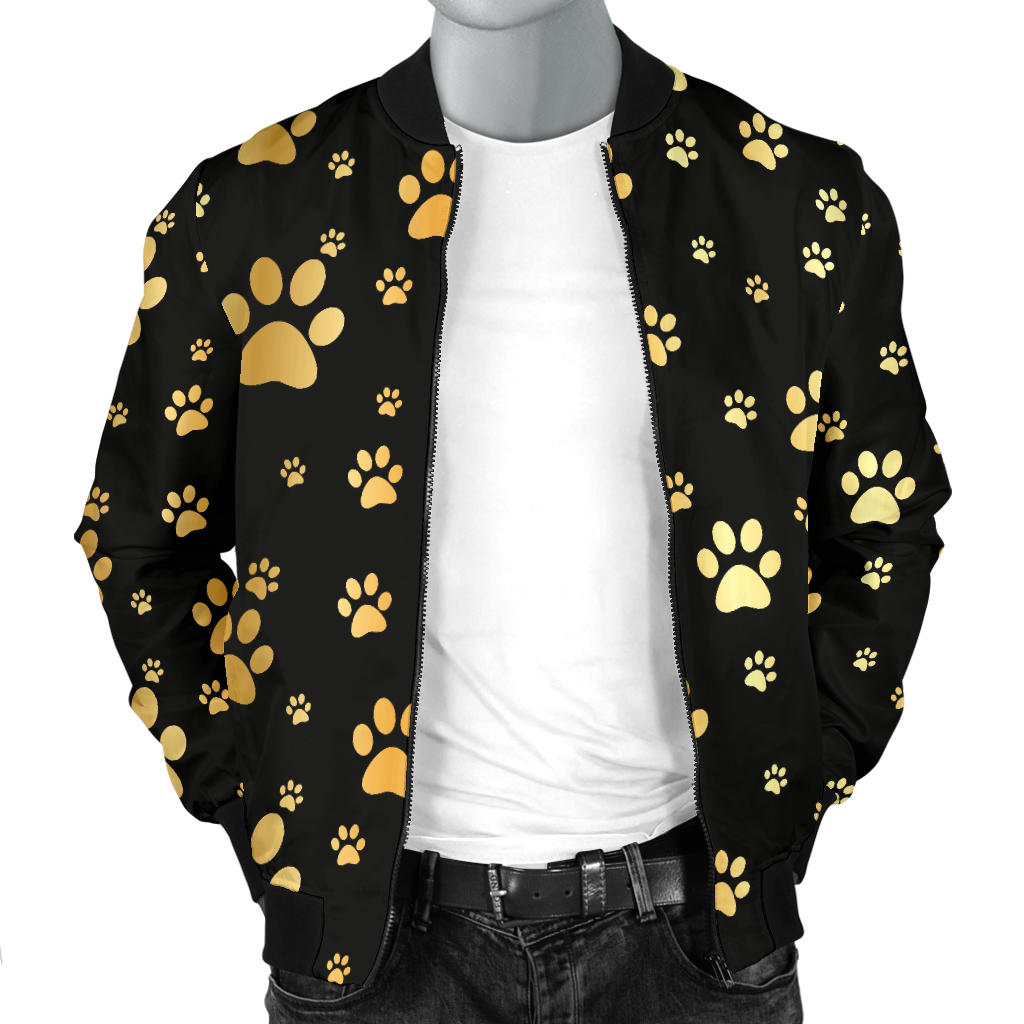 Paw Gold Print Men Bomber Jacket