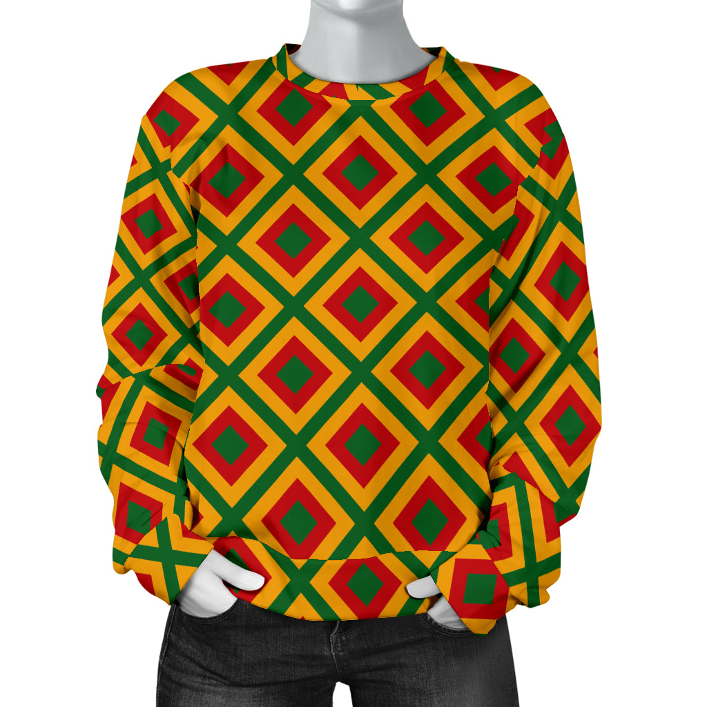 Rasta Reggae Color Cross Women Long Sleeve Sweatshirt