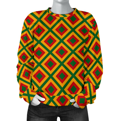 Rasta Reggae Color Cross Women Long Sleeve Sweatshirt
