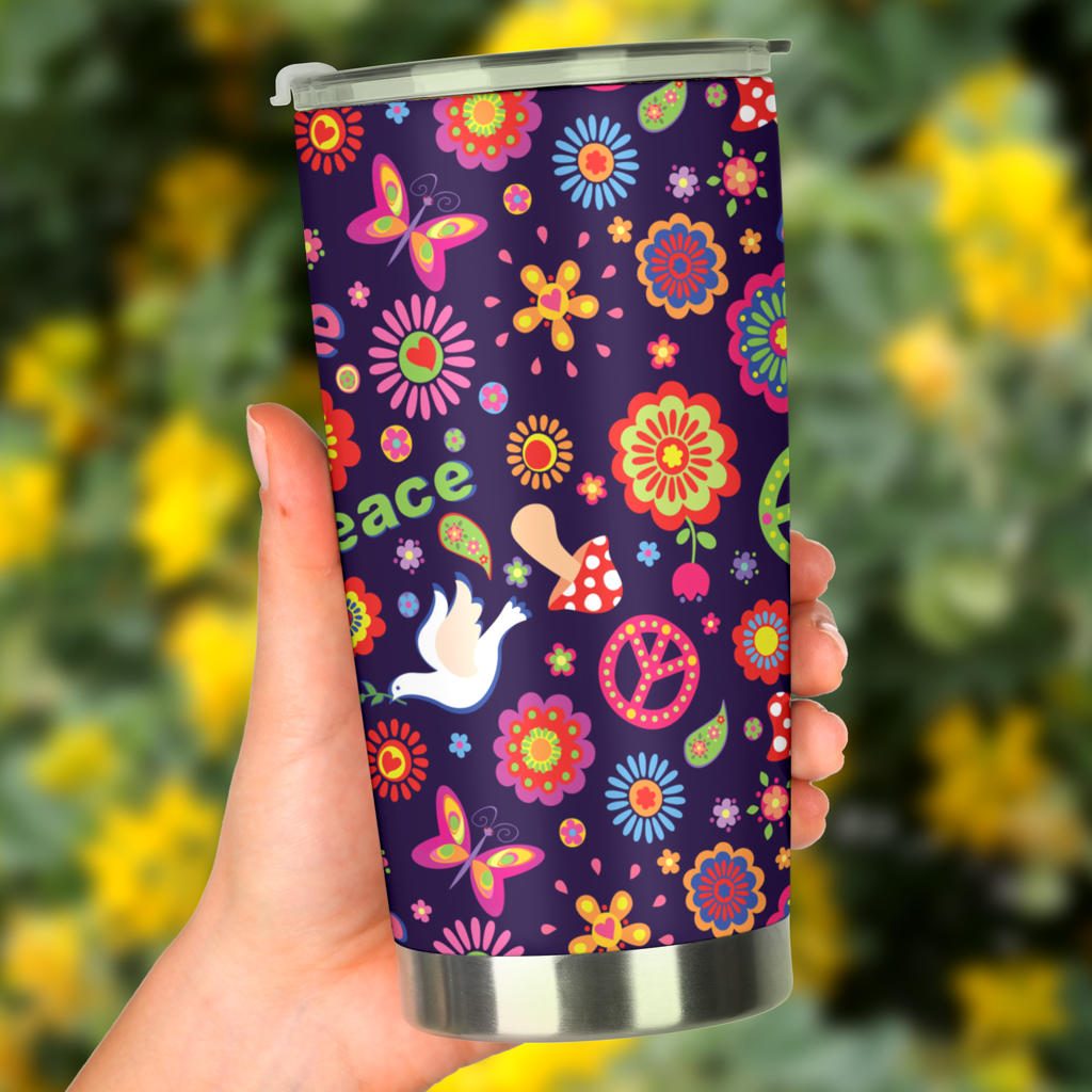 Flower Power Peace Design Print Tumbler