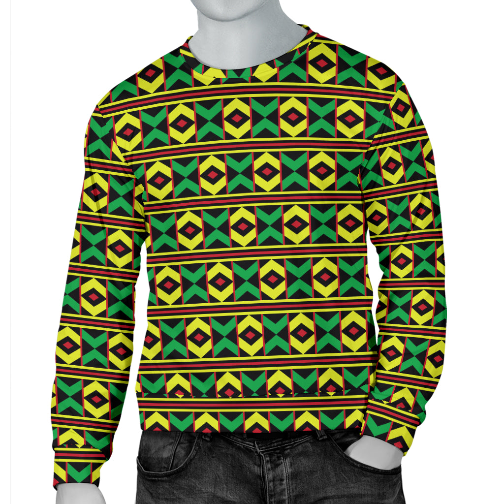 African Geometric Print Pattern Men Long Sleeve Sweatshirt