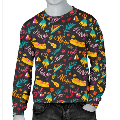 Aloha Hawaii Summer Design Themed Print Men Long Sleeve Sweatshirt