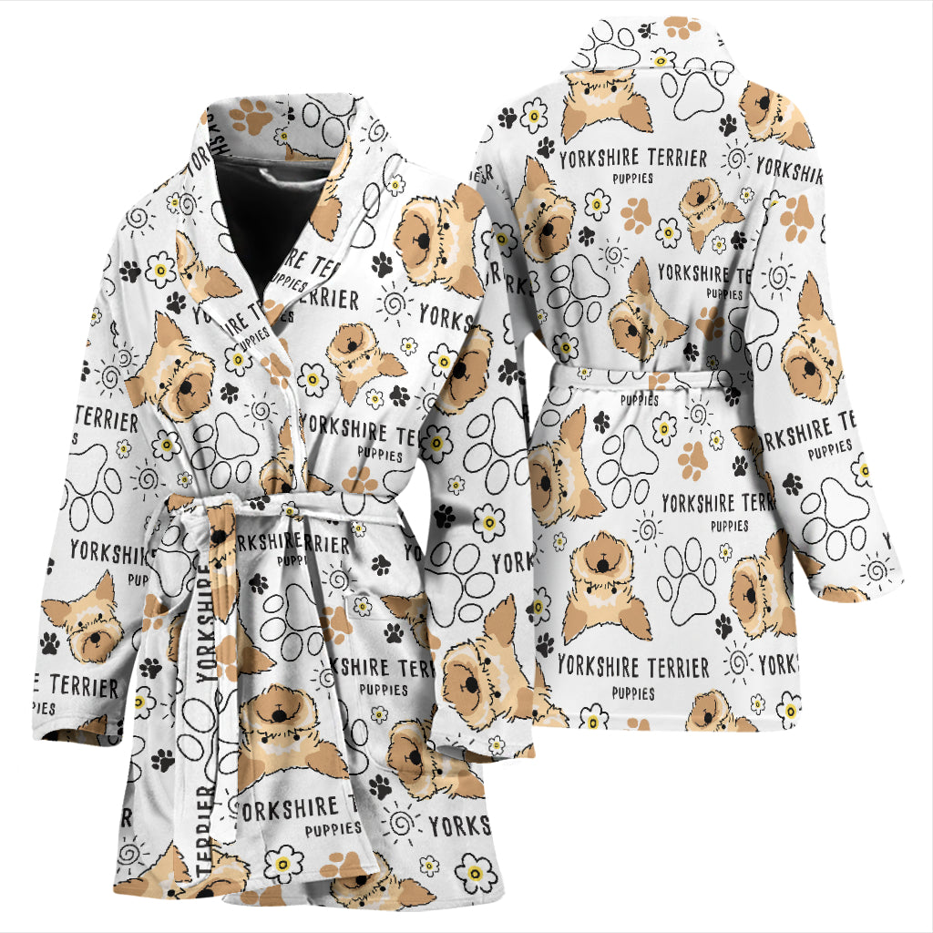 Yorkshire Terriers Print Design LKS308 Women Bathrobe