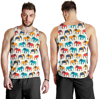 Elephant Colorful Print Pattern Men Tank Top