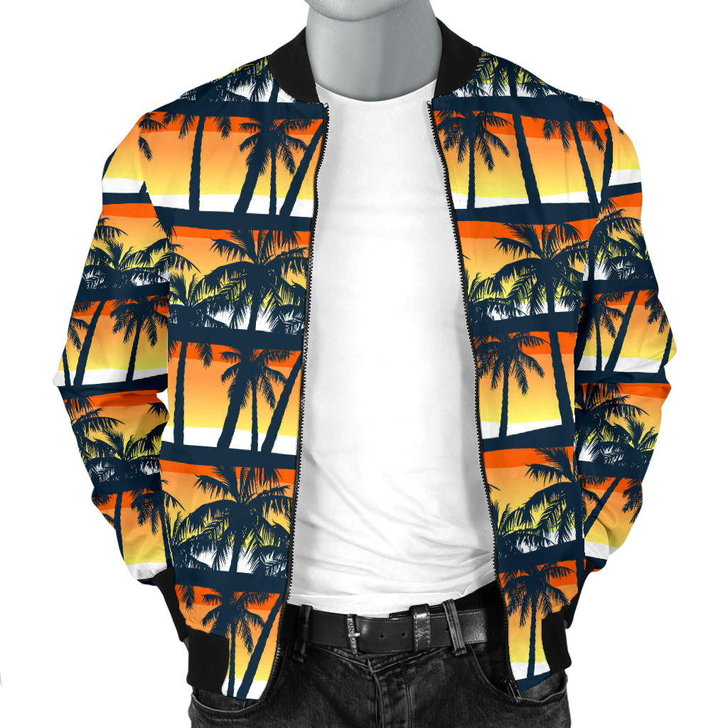 Palm Tree Sunset Design Print Men Bomber Jacket