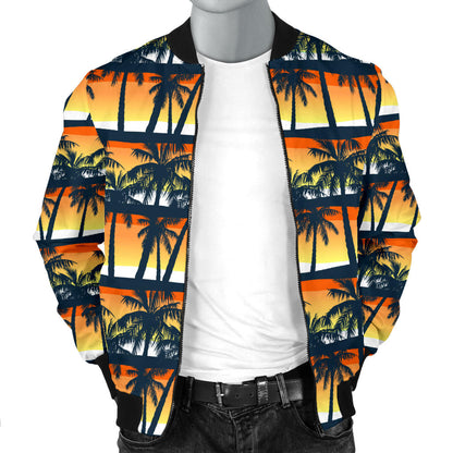 Palm Tree Sunset Design Print Men Bomber Jacket