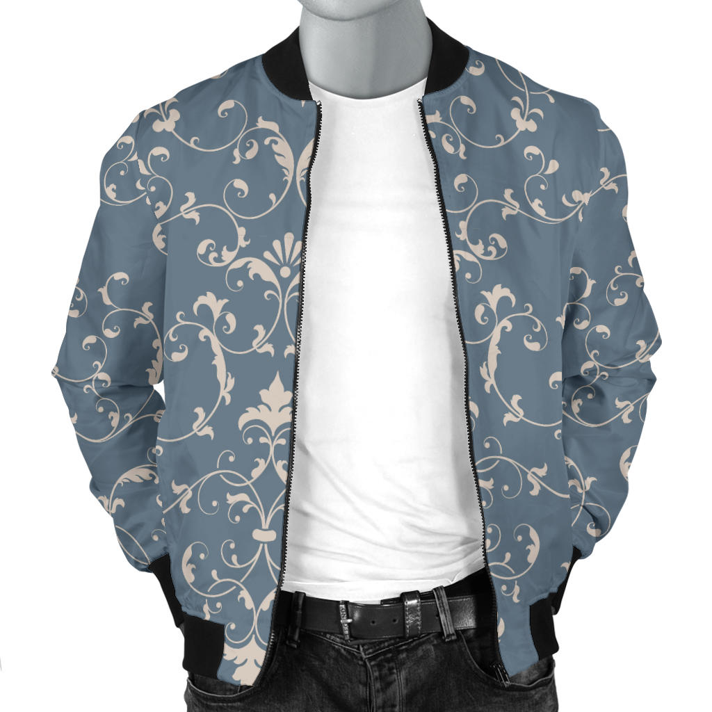 Damask Elegant Teal Print Pattern Men Bomber Jacket