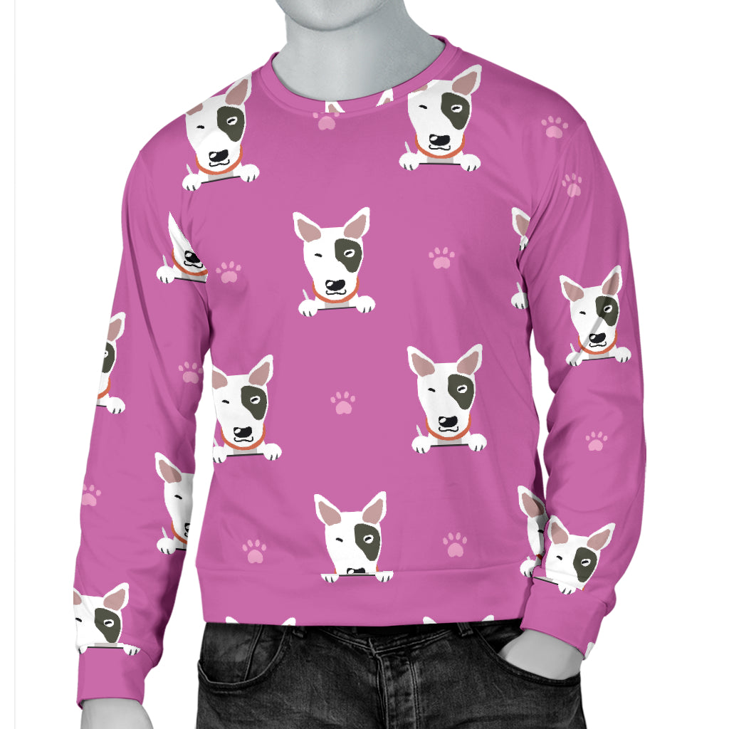 Bull Terrier Happy Print Pattern Men Long Sleeve Sweatshirt