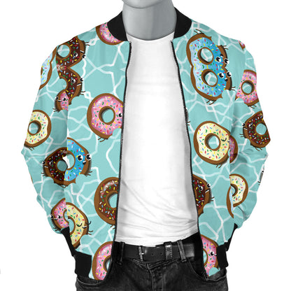 Emoji Donut Print Pattern Men Bomber Jacket