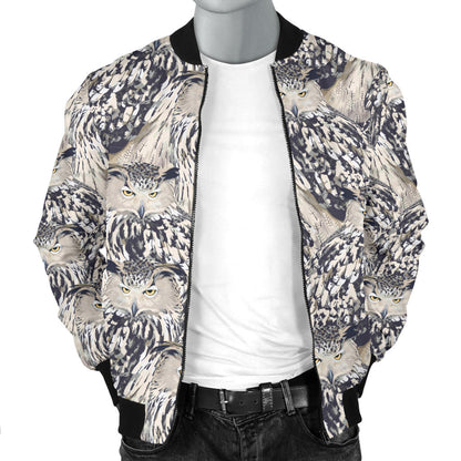 Owl Realistic Themed Design Print Men Bomber Jacket