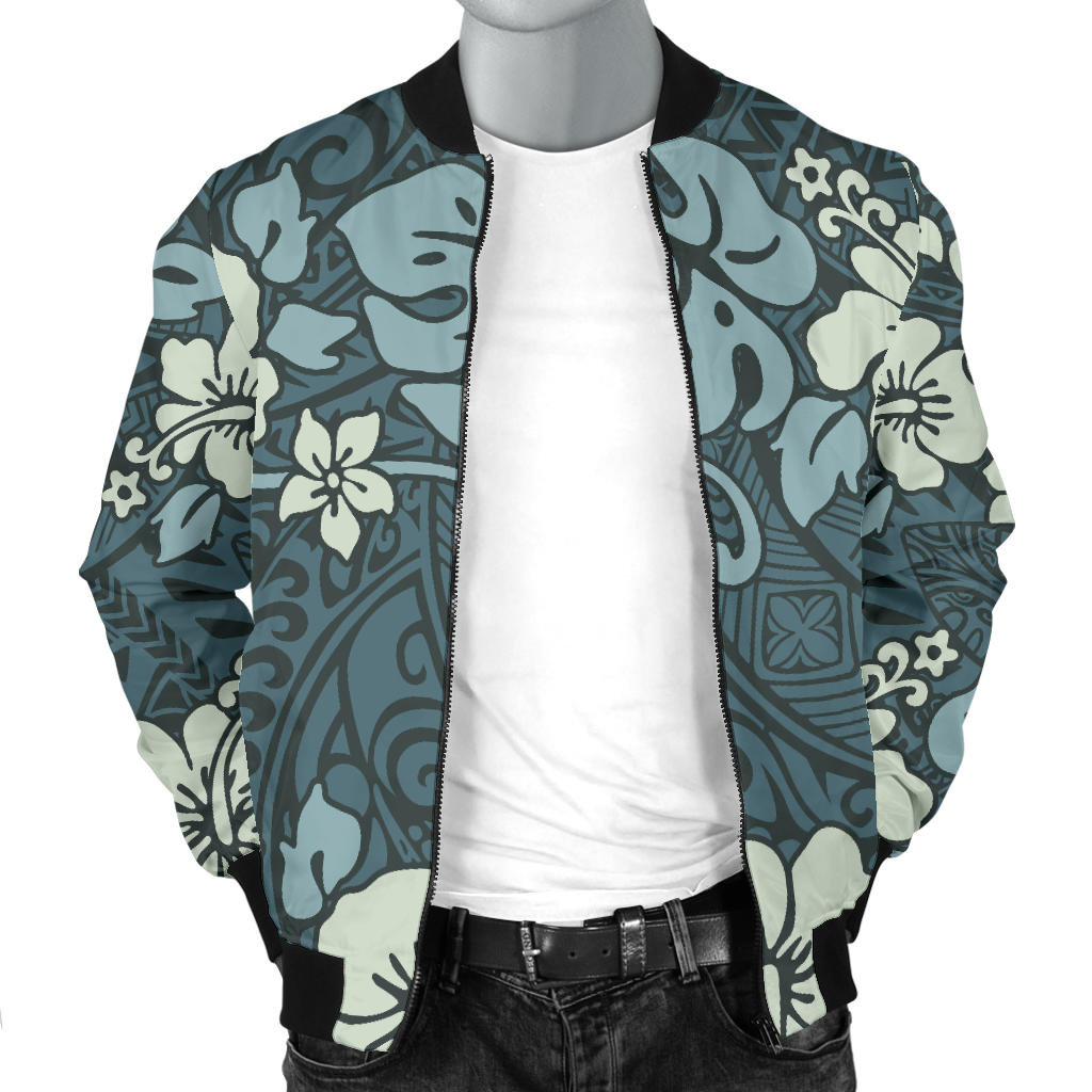 Flower Hawaiian Hibiscus Style Print Pattern Men Bomber Jacket