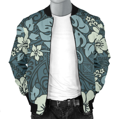 Flower Hawaiian Hibiscus Style Print Pattern Men Bomber Jacket