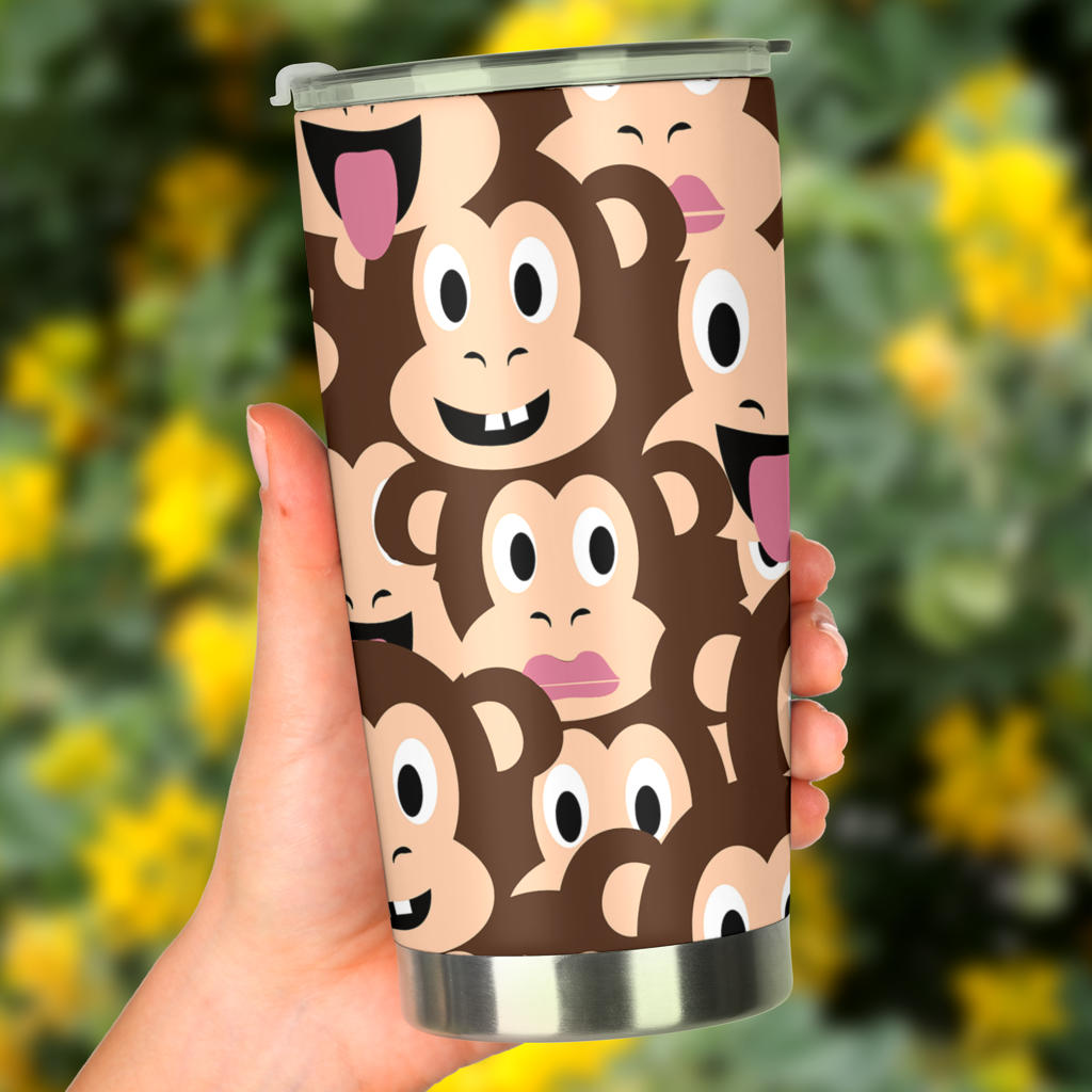 Emoji Monkey Print Pattern Tumbler