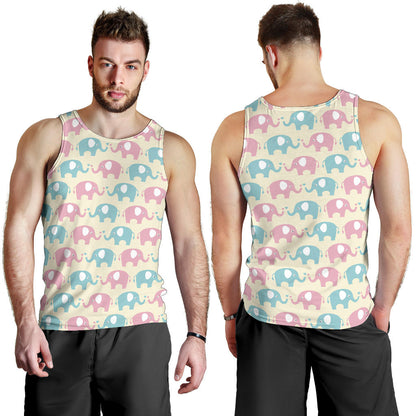 Elephant Baby Pastel Print Pattern Men Tank Top