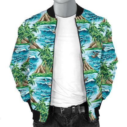 Palm Tree Hawaiian Themed Design Print Men Bomber Jacket