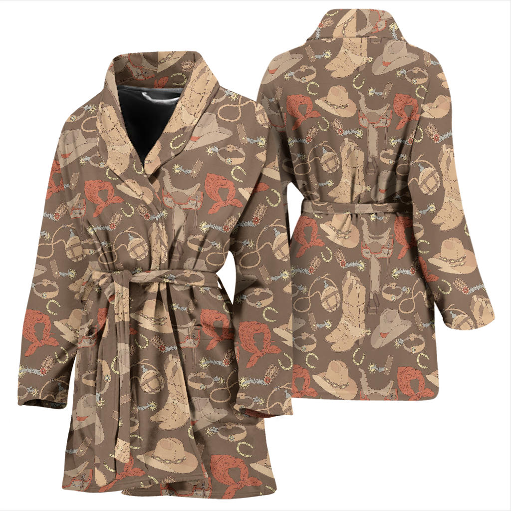 Cowboy Pattern Print Design 02 Women Bathrobe
