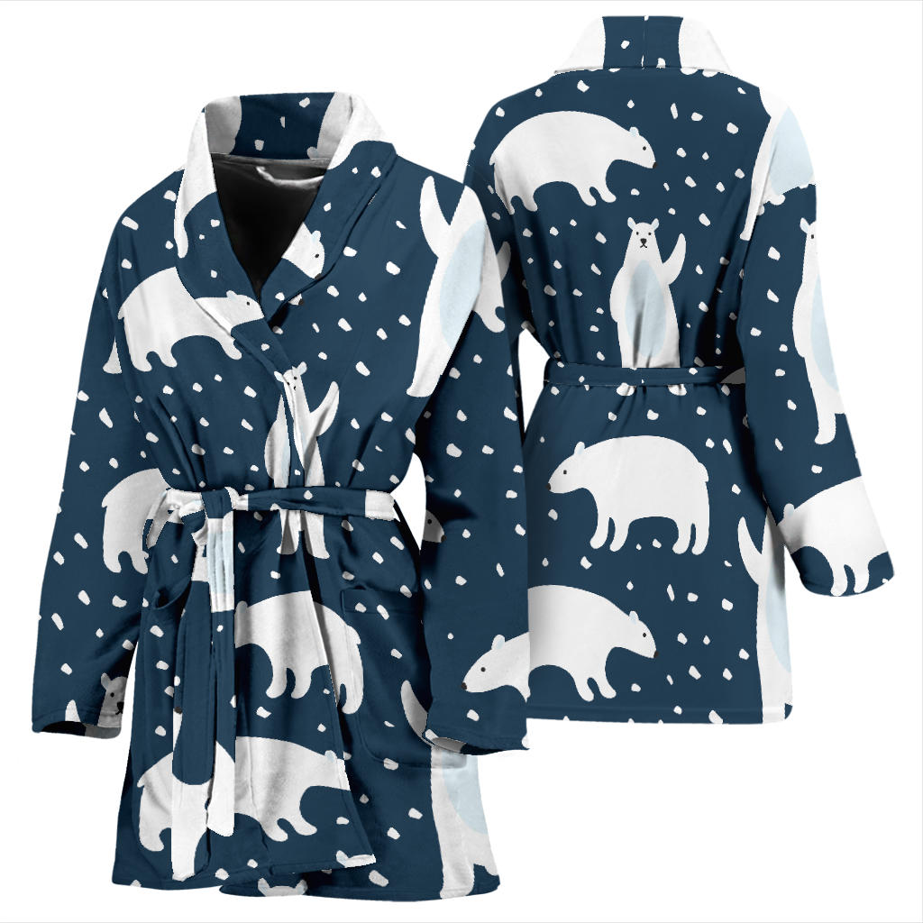 Polar Bear Pattern Print Design A02 Women Bathrobe