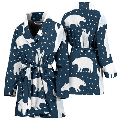 Polar Bear Pattern Print Design A02 Women Bathrobe