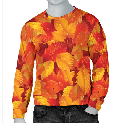 Elm Leave Autum Print Pattern Men Long Sleeve Sweatshirt