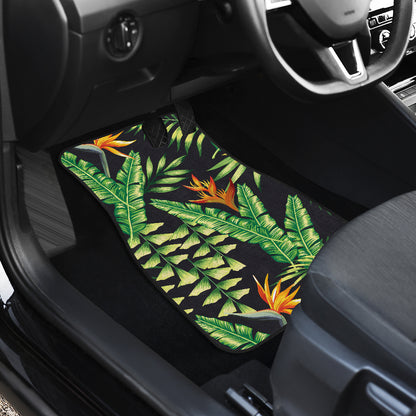 Hawaiian Flower Tropical Palm Leaves Car Floor Mats Front Back