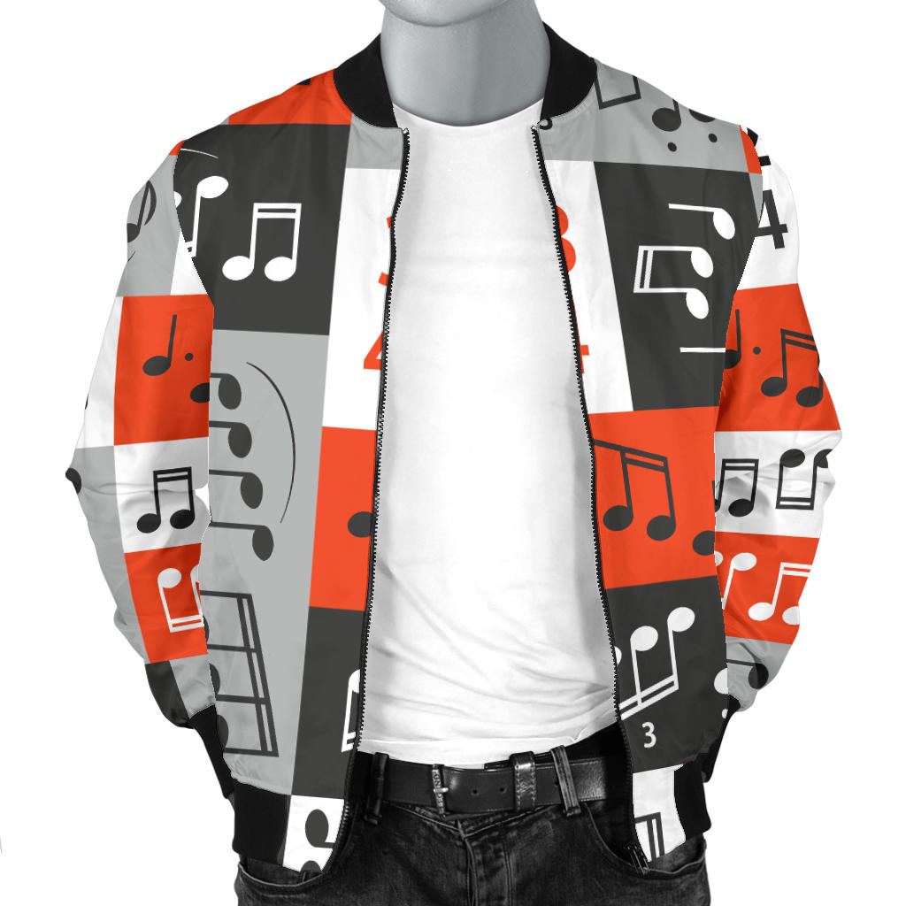 Music Note Design Themed Print Men Bomber Jacket