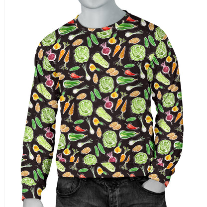Vegan Draw Themed Design Print Men Long Sleeve Sweatshirt