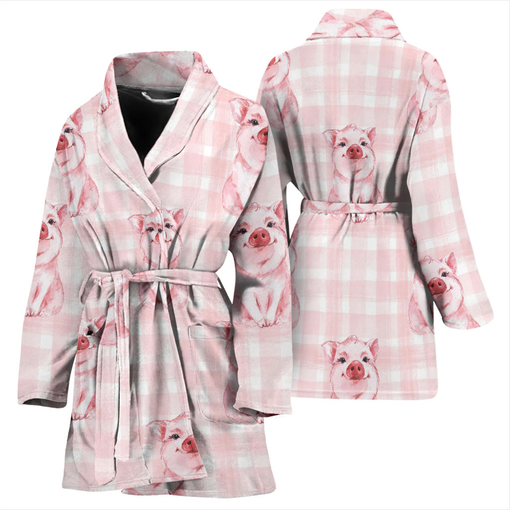 Pig Baby Pattern Print Design 01 Women Bathrobe