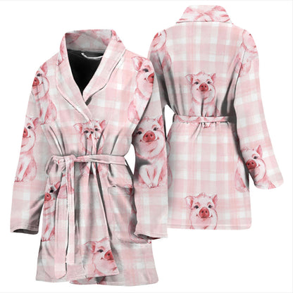 Pig Baby Pattern Print Design 01 Women Bathrobe