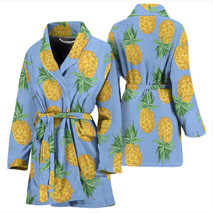 Pineapple Pattern Print Design A04 Women Bathrobe