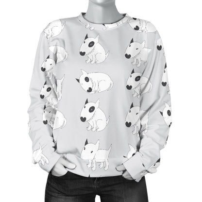 Bull Terrier hand draw Print Pattern Women Long Sleeve Sweatshirt