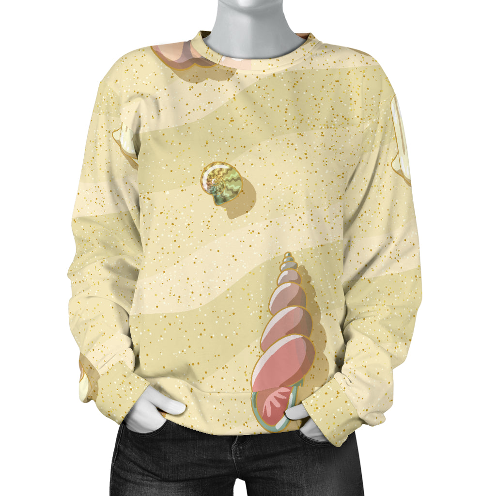 Beach with Seashell Theme Women Long Sleeve Sweatshirt