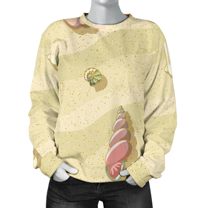 Beach with Seashell Theme Women Long Sleeve Sweatshirt