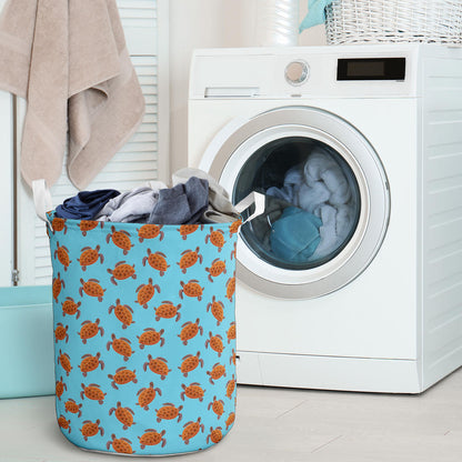 Brow Sea Turtle Print Pattern Laundry Basket