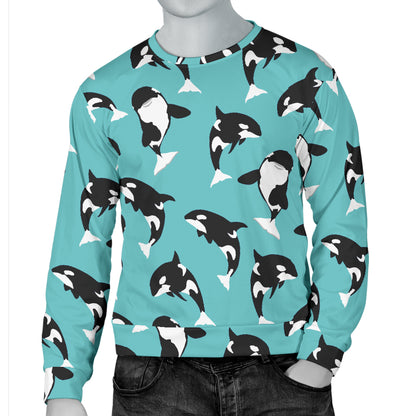 Whale Action Design Themed Print Men Long Sleeve Sweatshirt