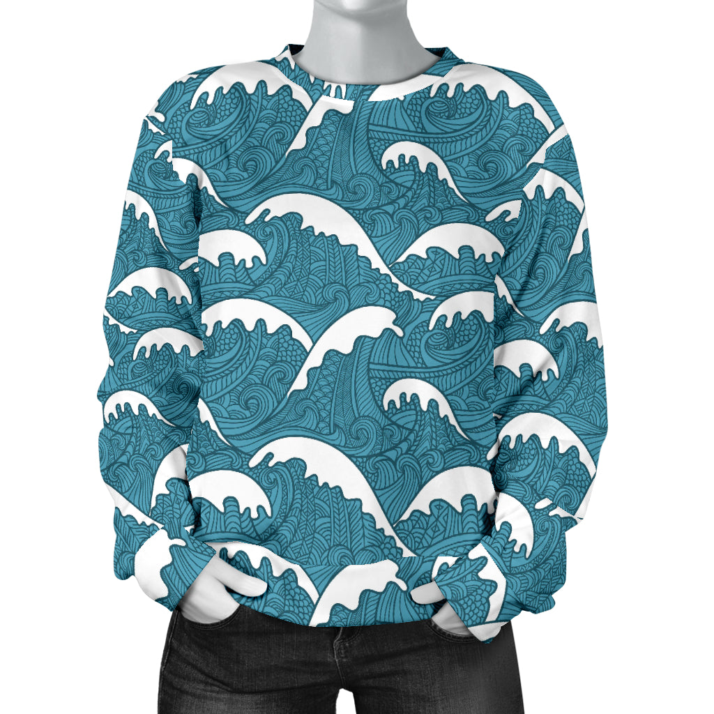 Surf Wave Tribal Design Women Long Sleeve Sweatshirt